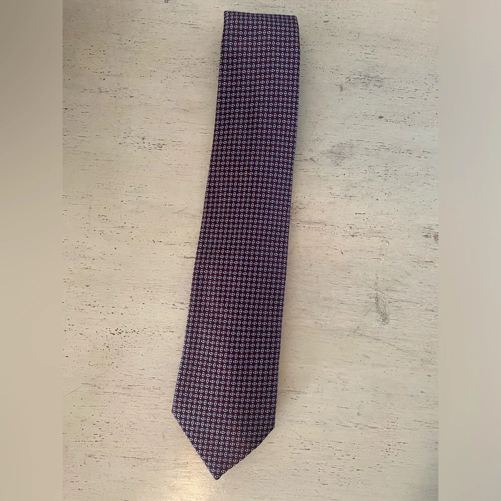 Ermenegildo Zegna Made in Italy Oval Print Silk Power Tie in‎ Burgundy (Multi)